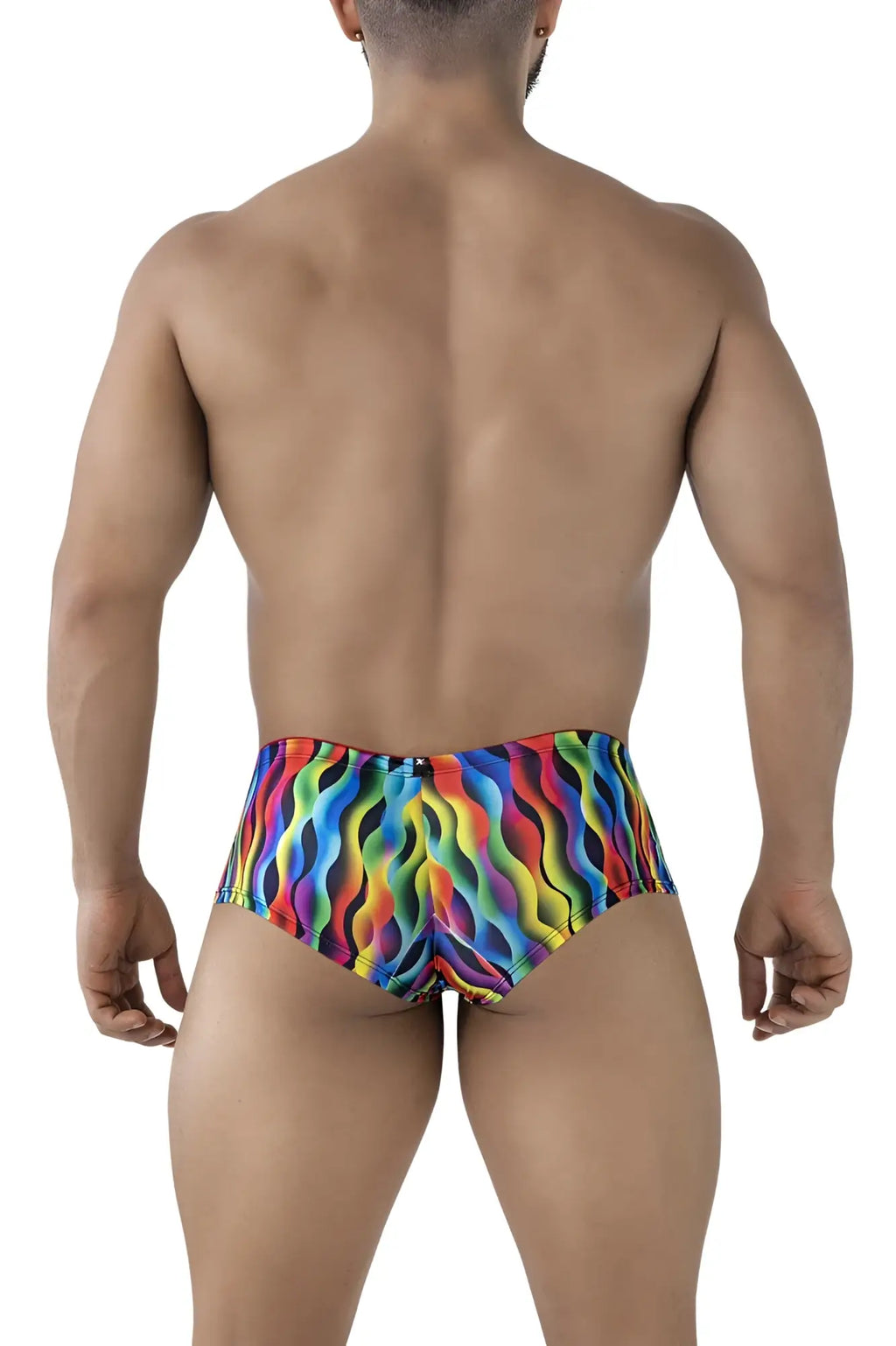 Xtremen 91249 printed swim trunks with vibrant rainbow wave pattern designed for beach and pool use