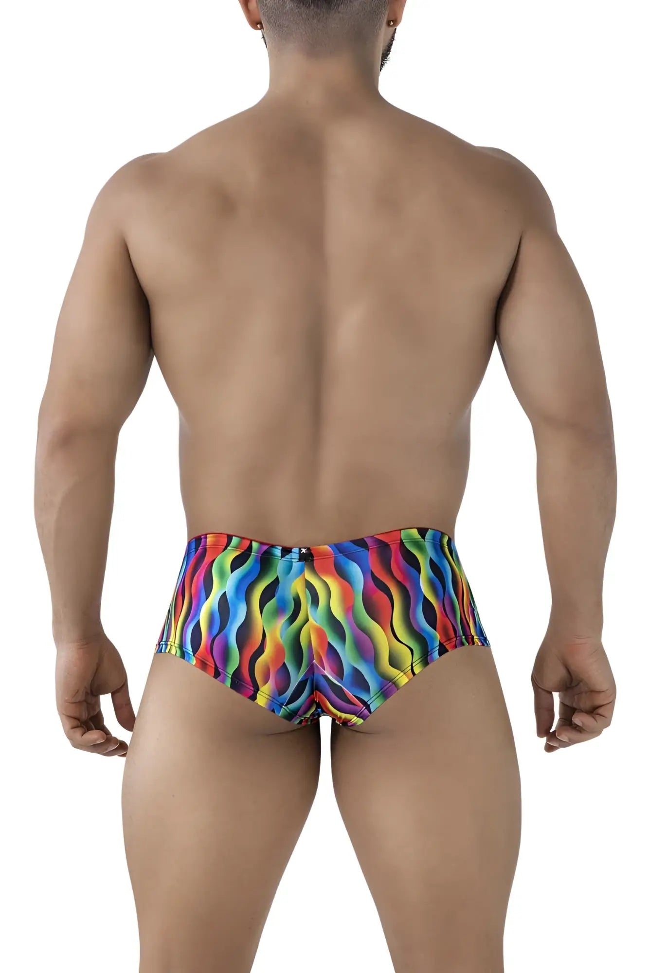 Xtremen 91249 printed swim trunks with vibrant rainbow wave pattern designed for beach and pool use
