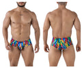 Xtremen 91249 printed trunks in vibrant rainbow wave pattern with snug form-fitting design for swimming use