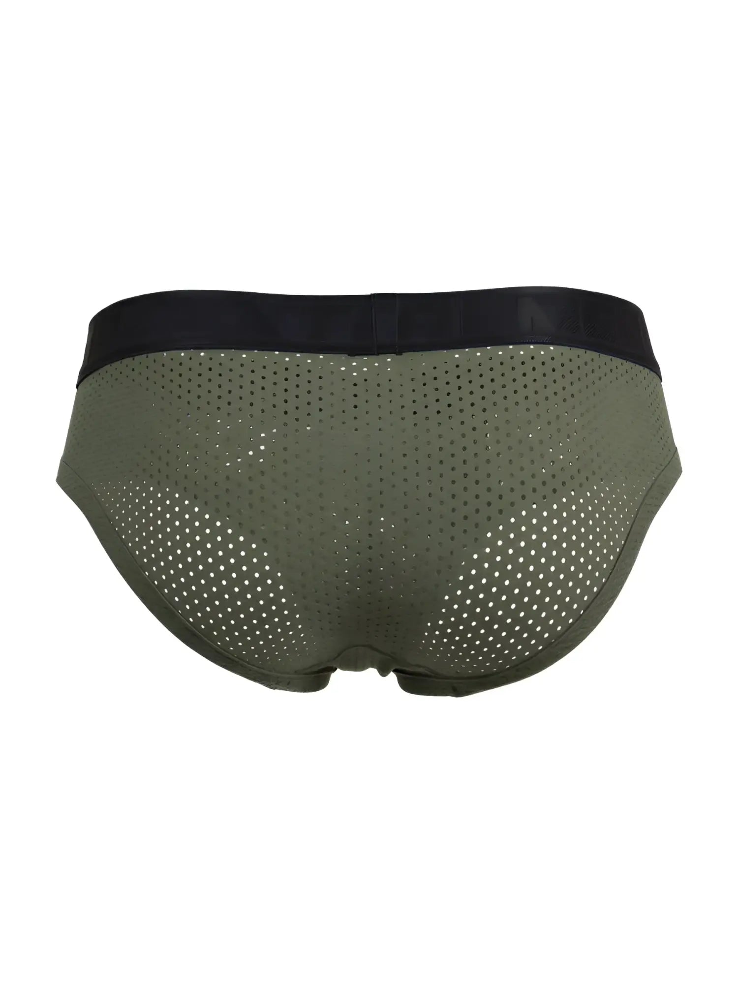 Xtremen 91250 Microfiber Mesh Briefs in Military Green, back view of the underwear on a white background.