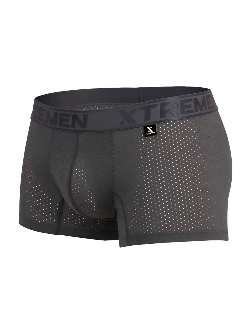 Xtremen 91251 gray microfiber mesh boxer briefs, front view studio shot.