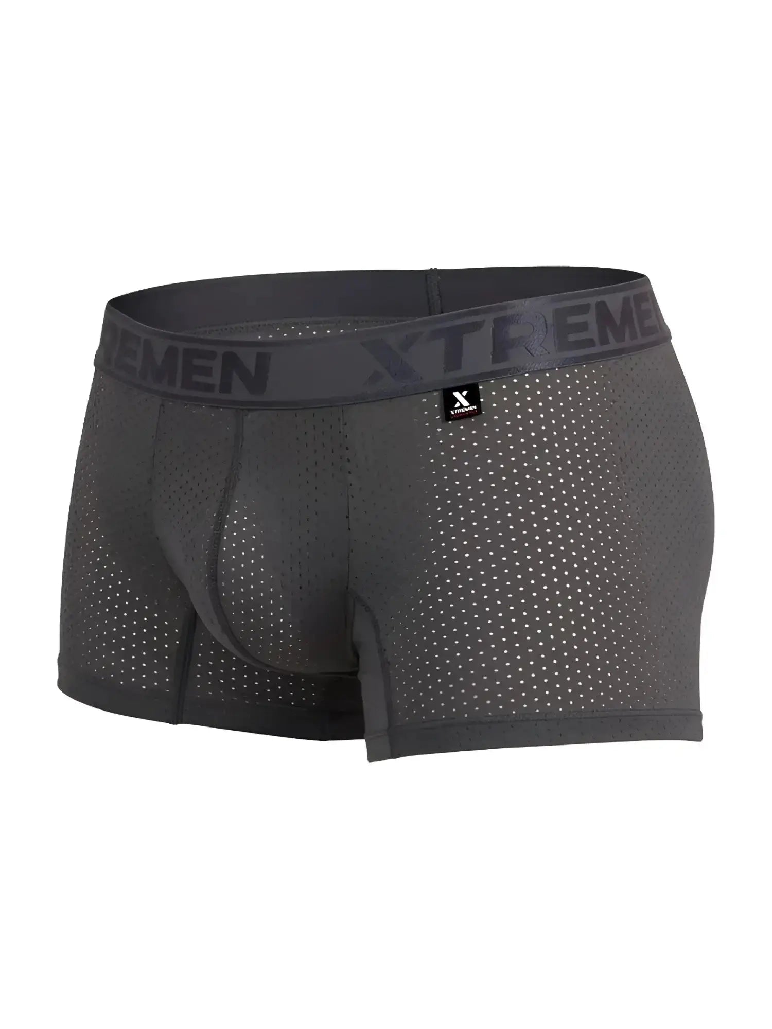 Xtremen 91251 gray microfiber mesh boxer briefs, front view studio shot.