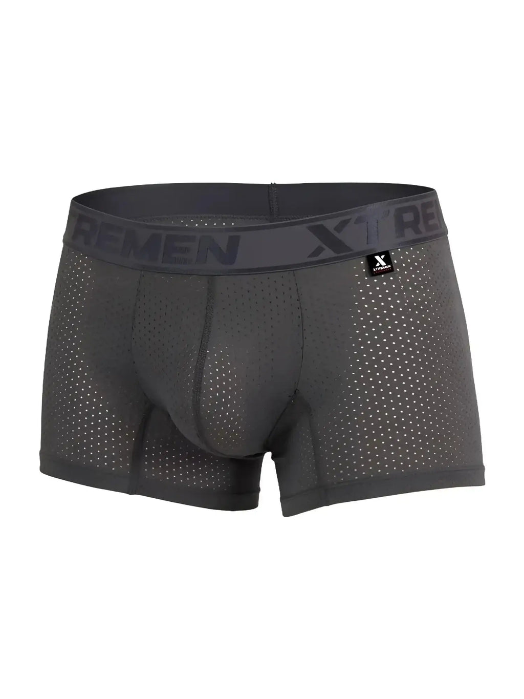 Front view of Xtremen 91251 microfiber mesh boxer briefs in gray.
