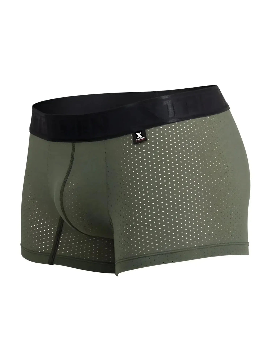Front view of Xtremen 91251 military green microfiber mesh boxer briefs.