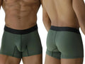 Xtremen 91251 Microfiber Mesh Boxer Briefs in Military Green: front and back view on a model.