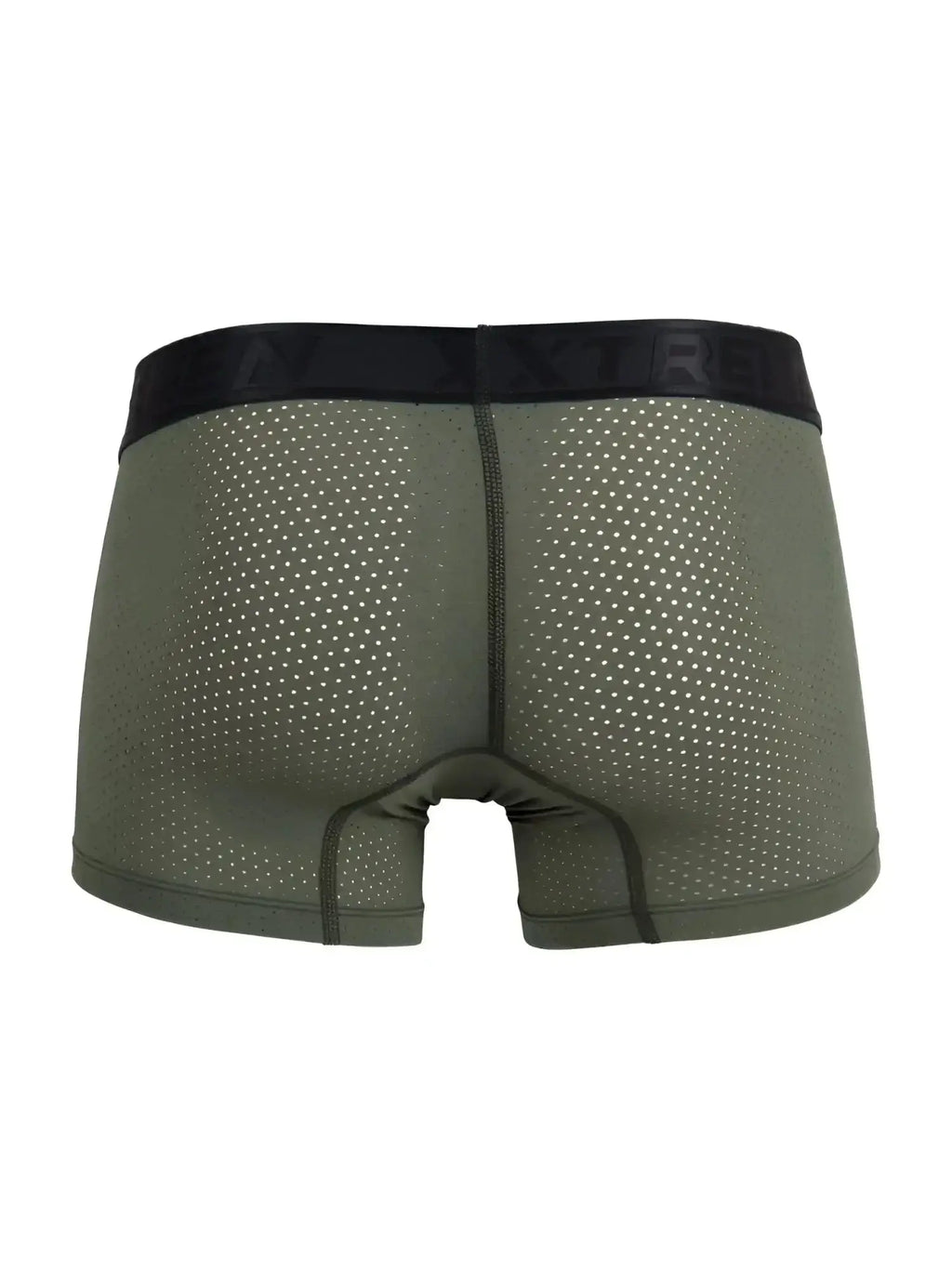 Back view of Xtremen 91251 military green microfiber mesh boxer briefs.