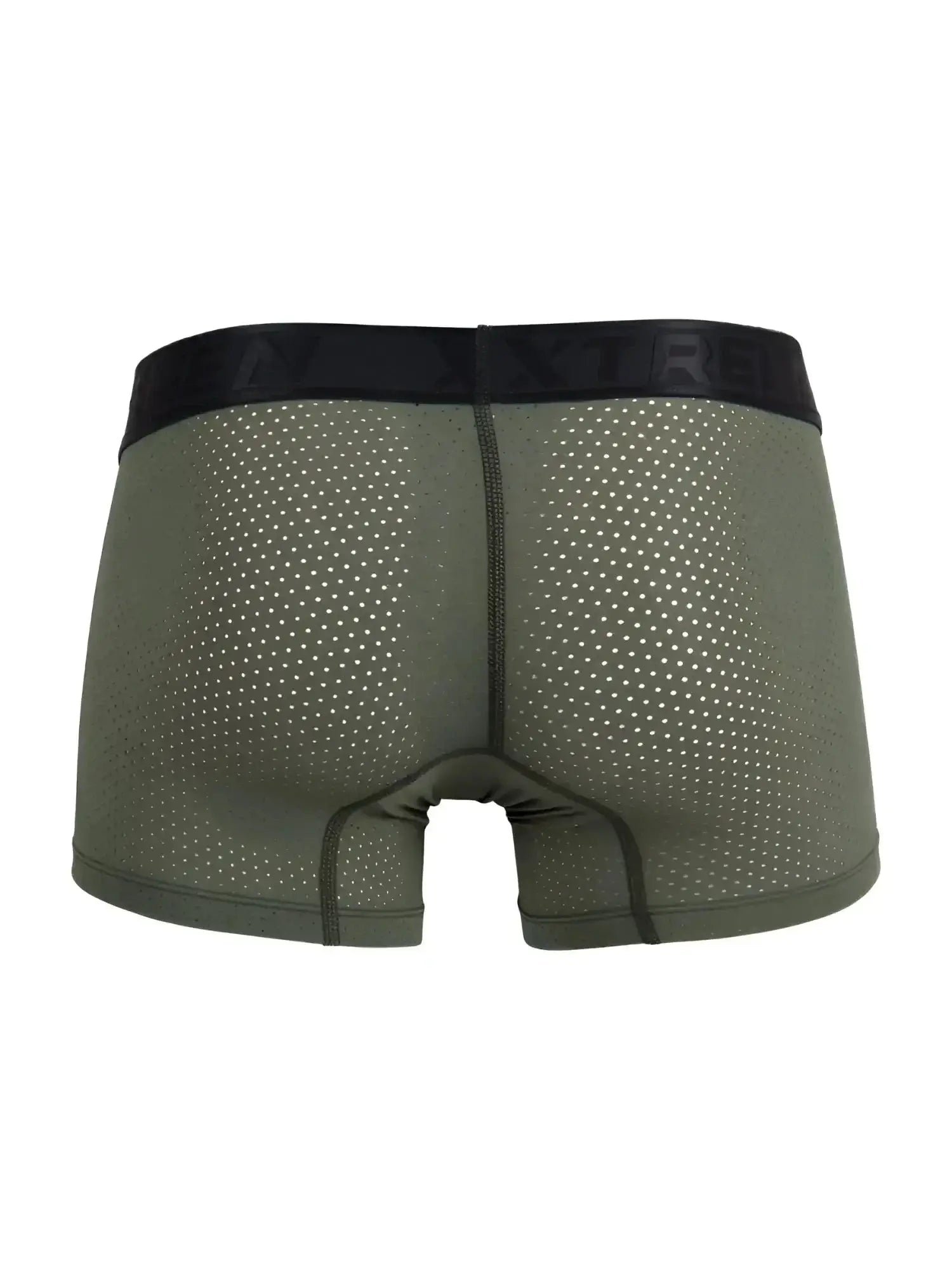 Back view of Xtremen 91251 military green microfiber mesh boxer briefs.