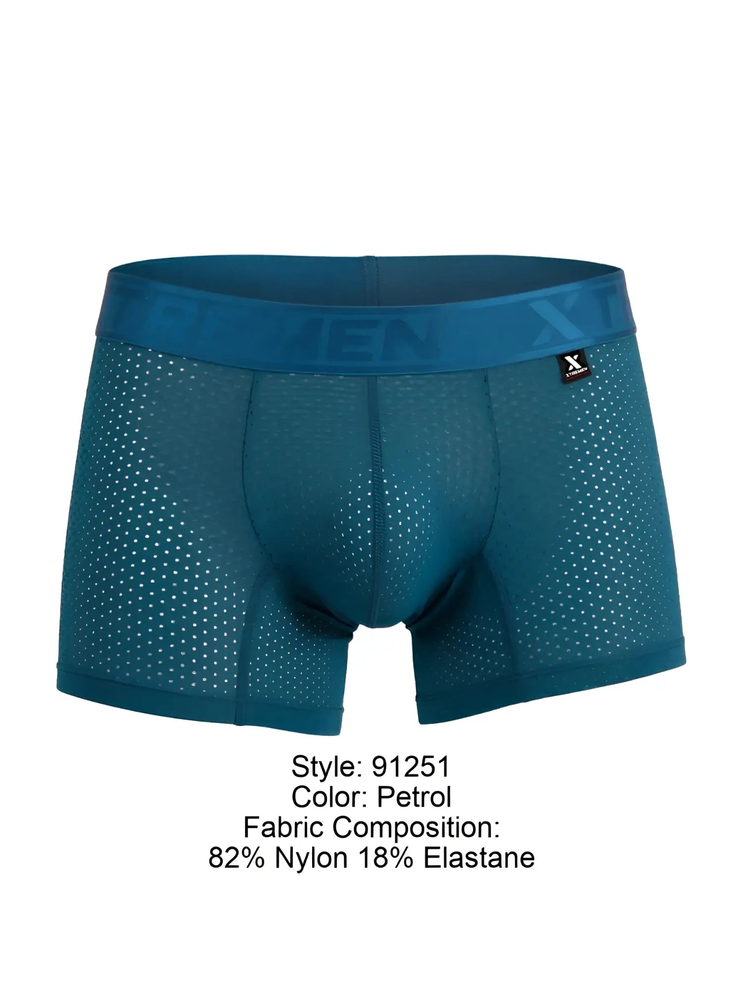 Front view of Xtremen 91251 Microfiber Mesh Boxer Briefs in petrol.