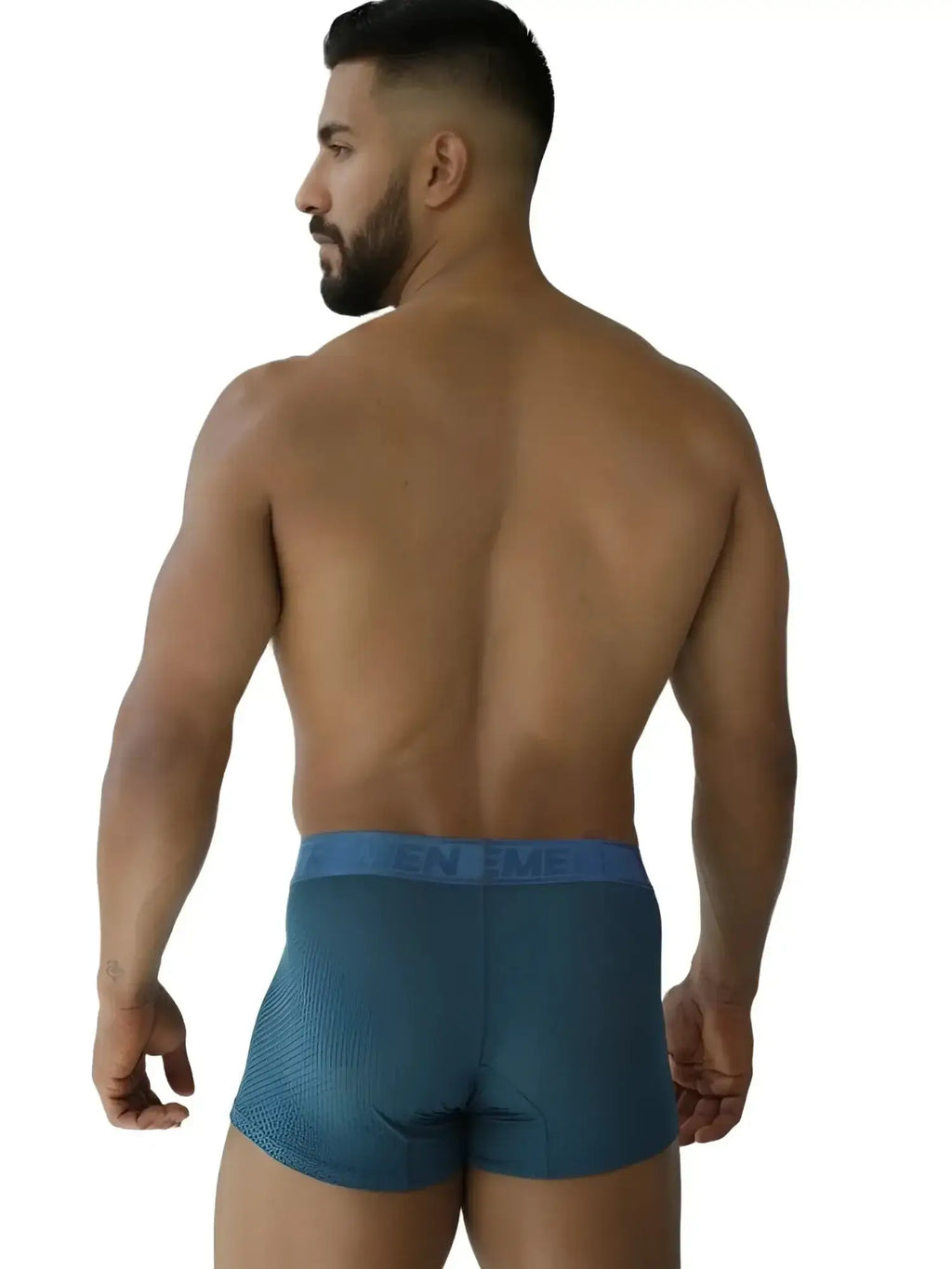 Xtremen 91251 Microfiber Mesh Boxer Briefs in petrol; rear view of a man wearing the product.
