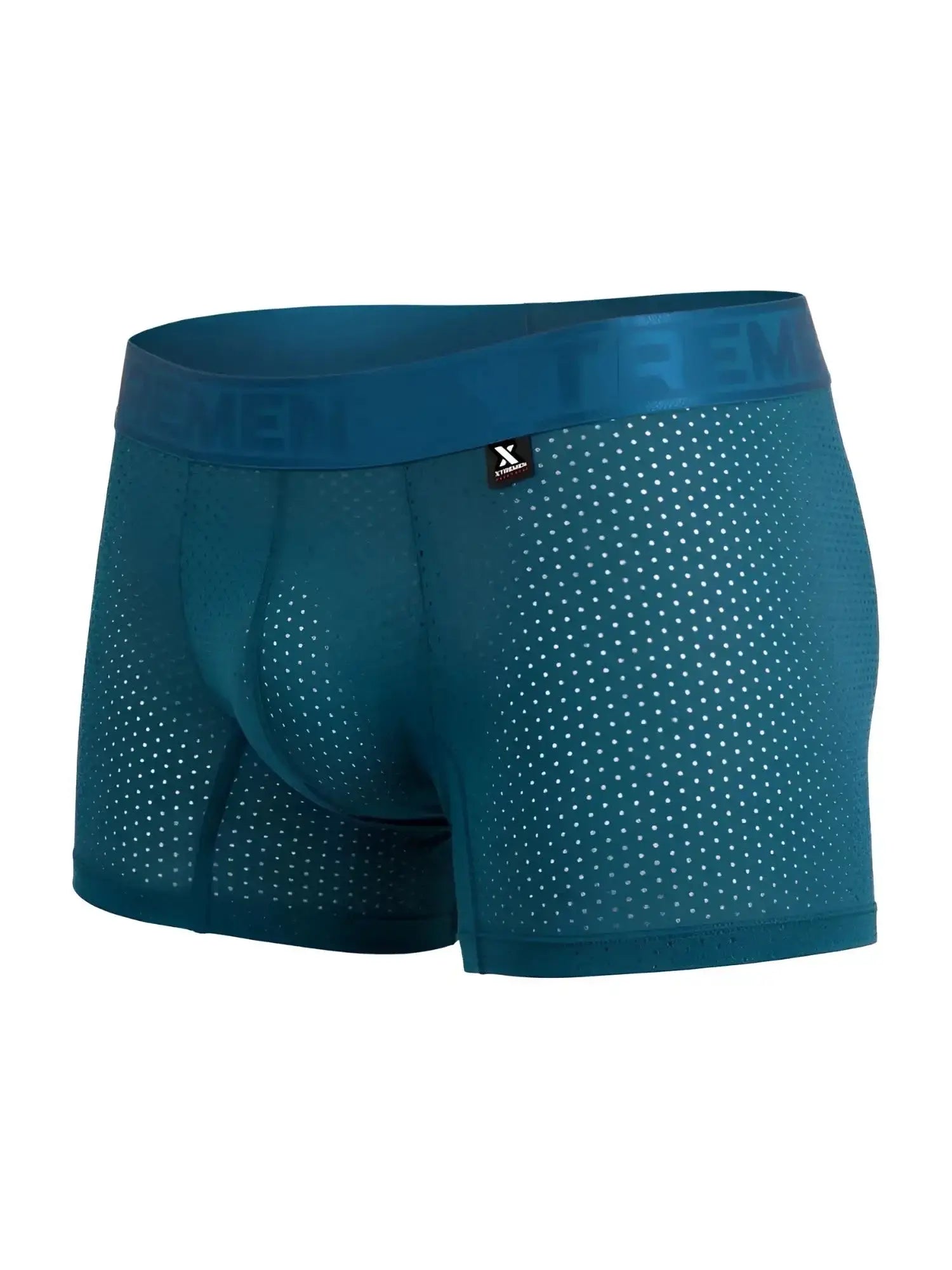 Front view of Xtremen 91251 petrol microfiber mesh boxer briefs.