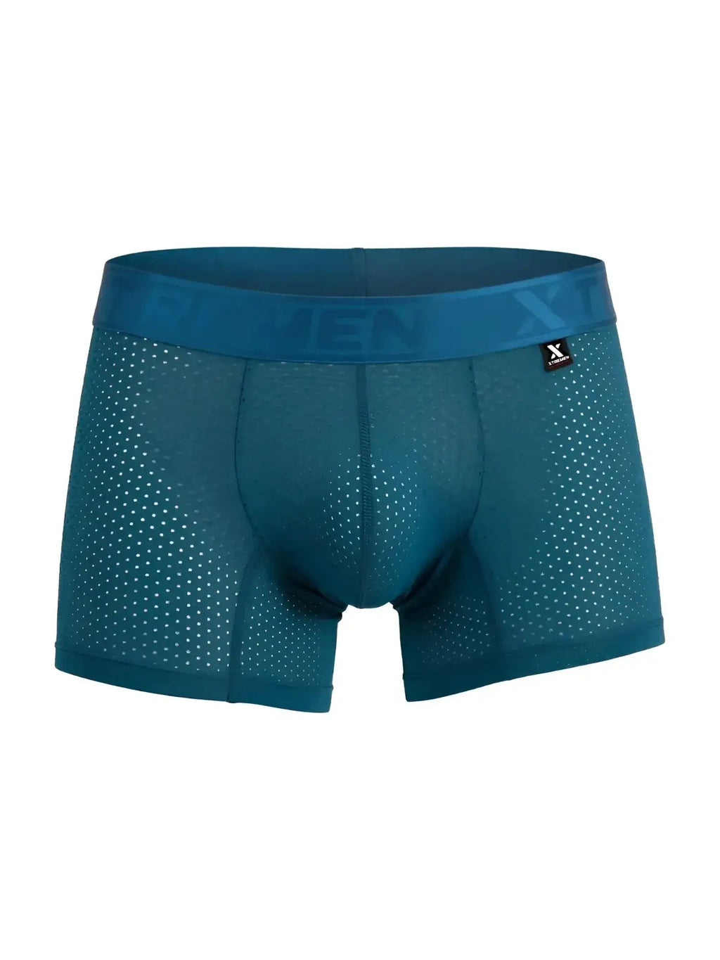Front view of Xtremen 91251 microfiber mesh boxer briefs in petrol color.