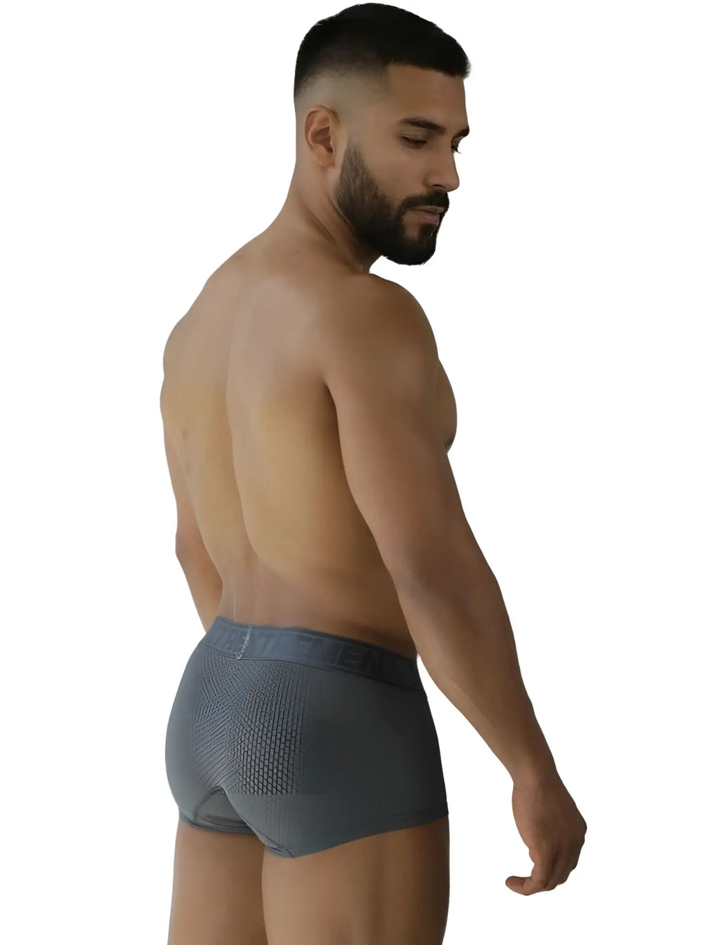 Xtremen 91252 gray microfiber mesh trunks, shown from a rear perspective on a male model.