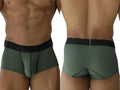 Xtremen 91252 Microfiber Mesh Trunks in Military Green, front and back view of the underwear on a model.