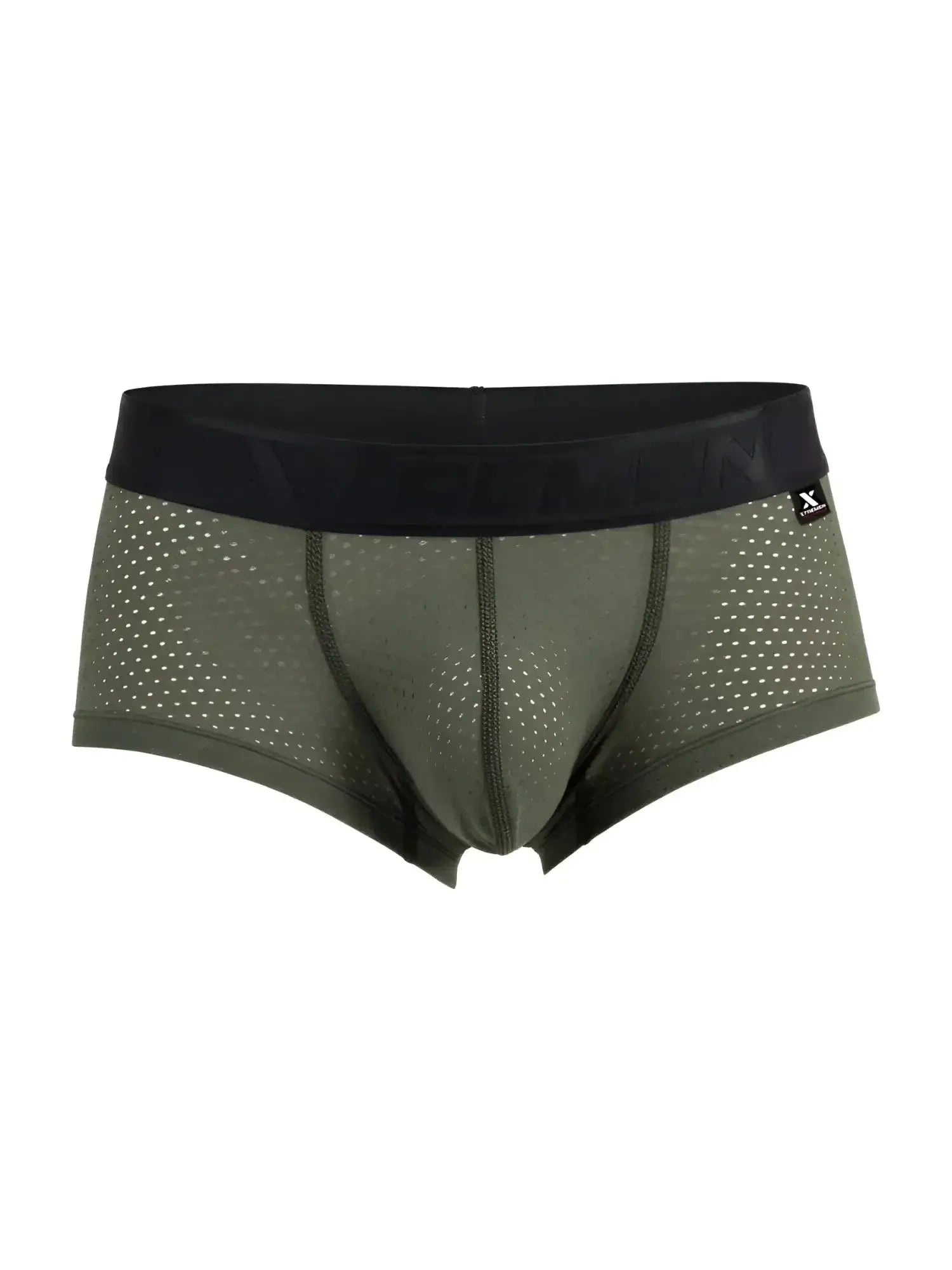 Front view of Xtremen 91252 Microfiber Mesh Trunks in military green.