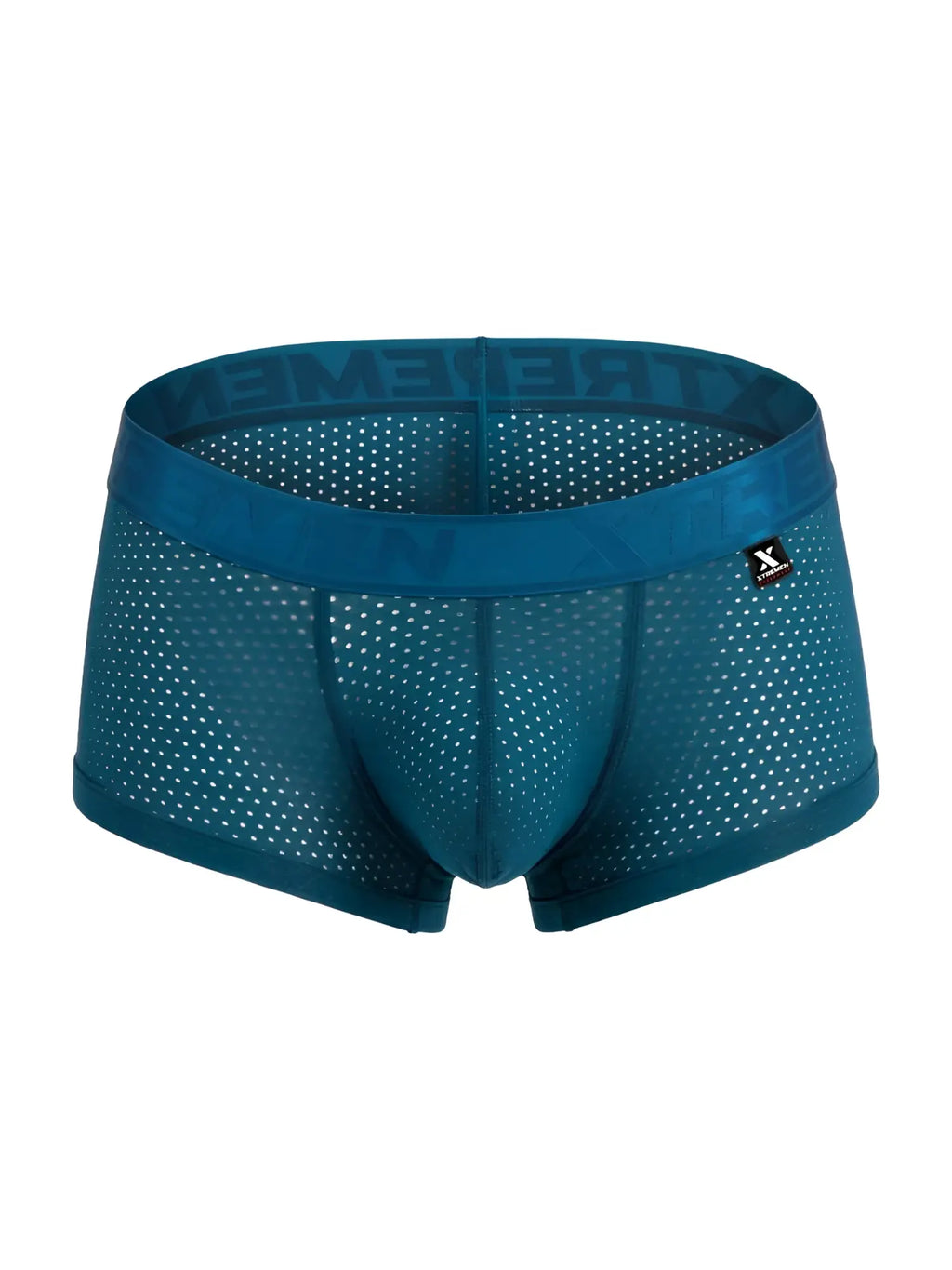 Front view of Xtremen 91252 Microfiber Mesh Trunks in petrol color.
