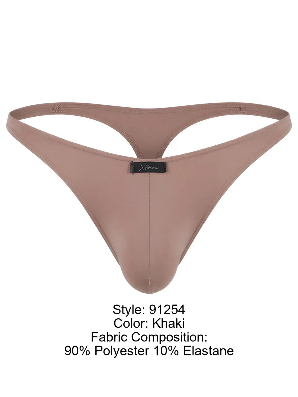 Xtremen 91254 khaki thong in polyester-elastane blend.