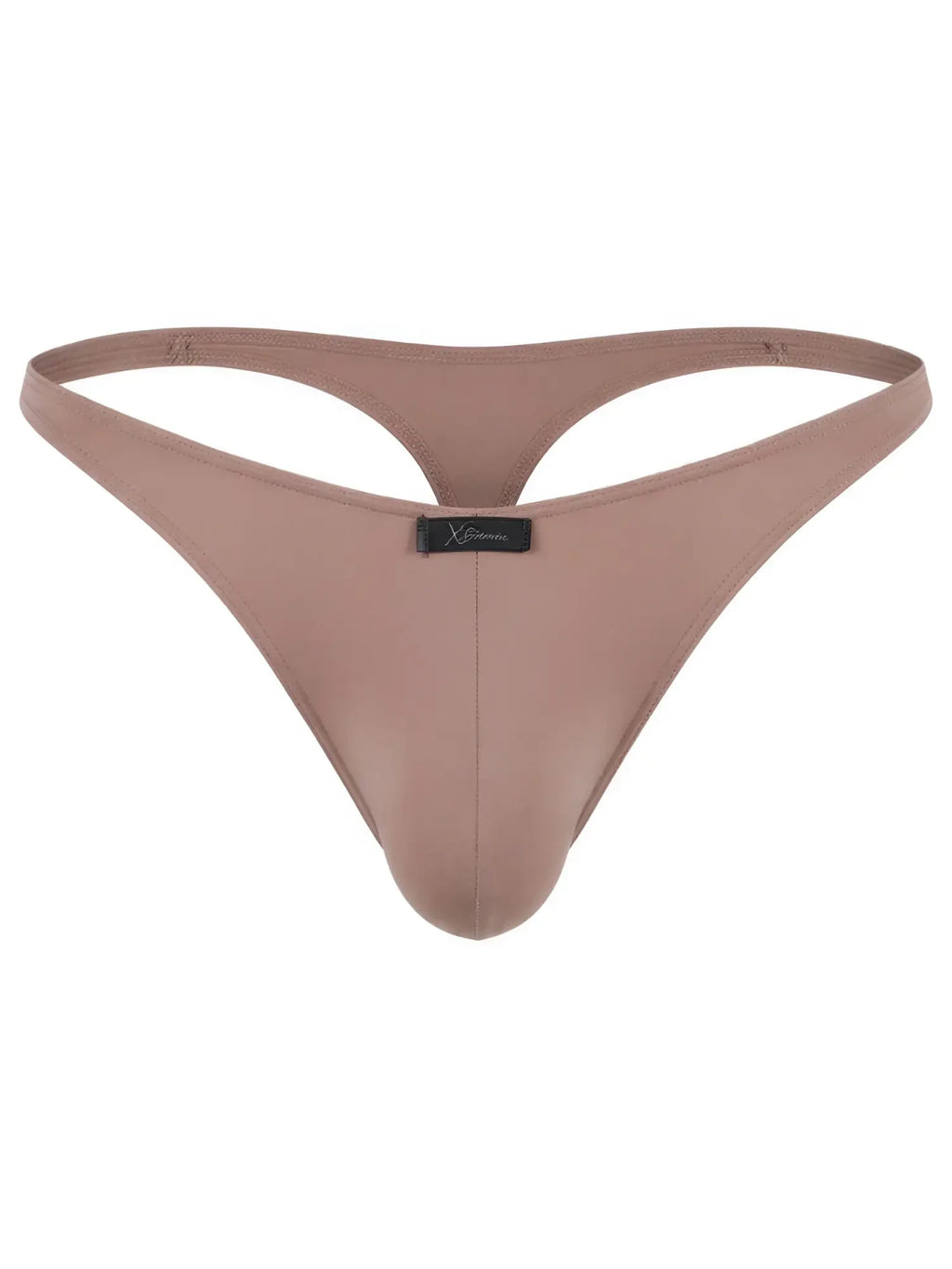 Xtremen tan thong (style 83200) in soft stretch fabric with a centre front logo tag.