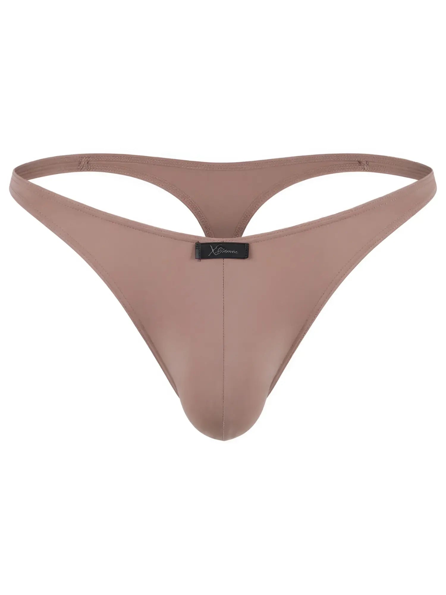 Xtremen tan thong (style 83200) in soft stretch fabric with a centre front logo tag.