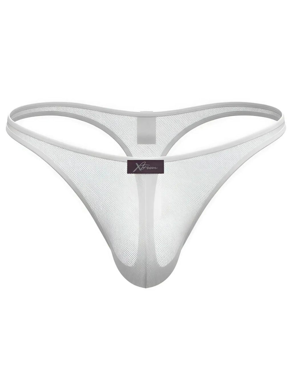 Xtremen white mesh thong. Minimalist design with front logo tag. Comfortable, breathable fabric.