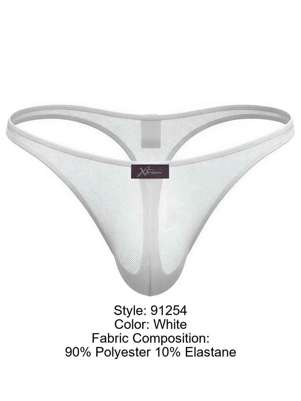Xtremen 91254 white mesh thong, made from 90% polyester and 10% elastane.