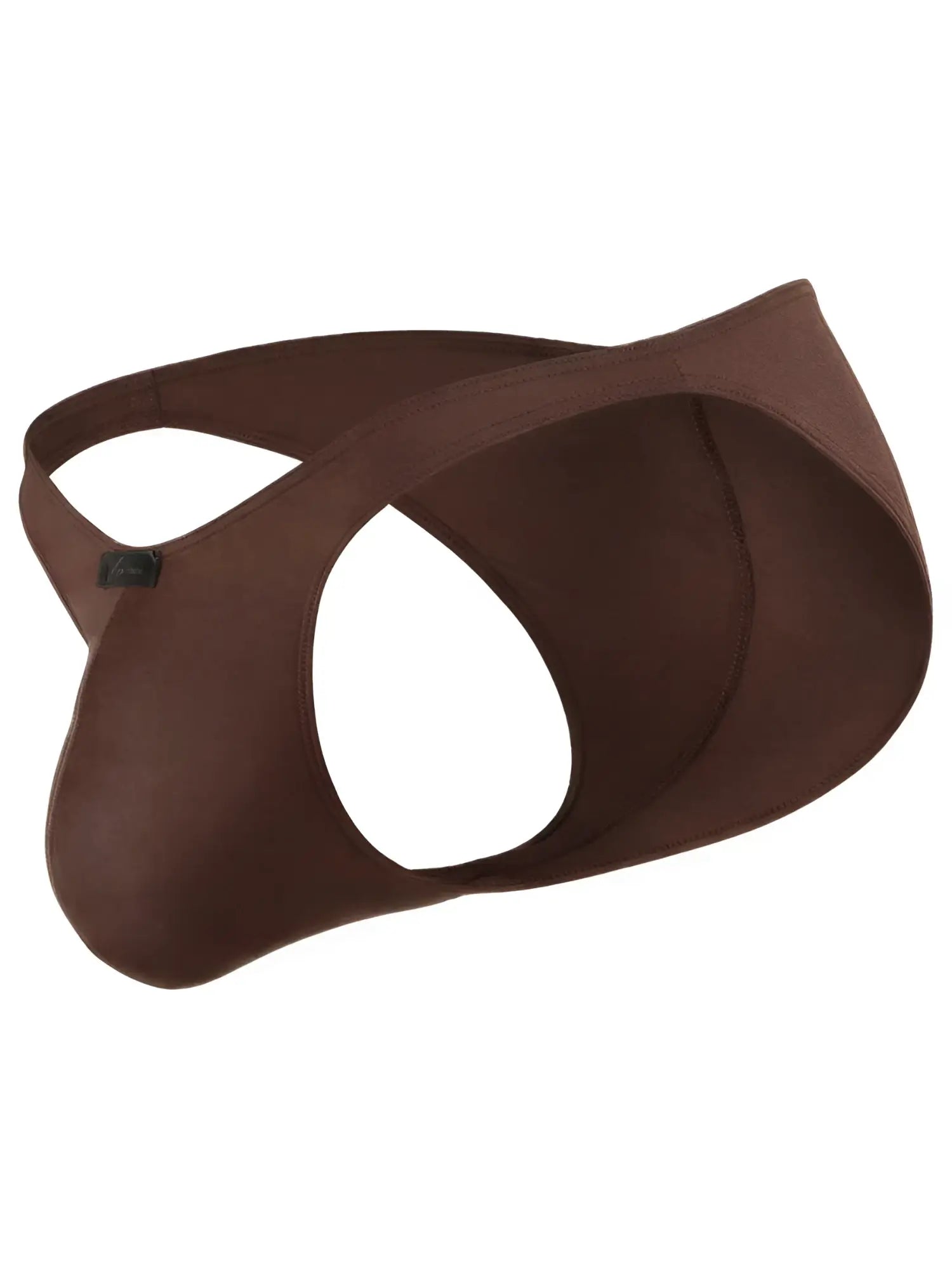 Xtremen 94190 brown jockstrap in soft stretch fabric, featuring a minimalist cutout design.