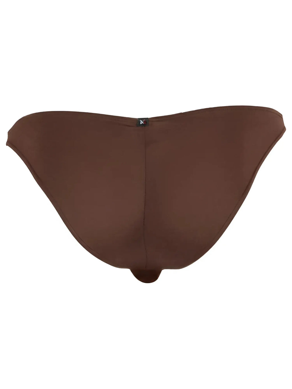 Xtremen men's brown bikini brief, model 90620. Smooth fabric, minimalist back view with central logo tab.