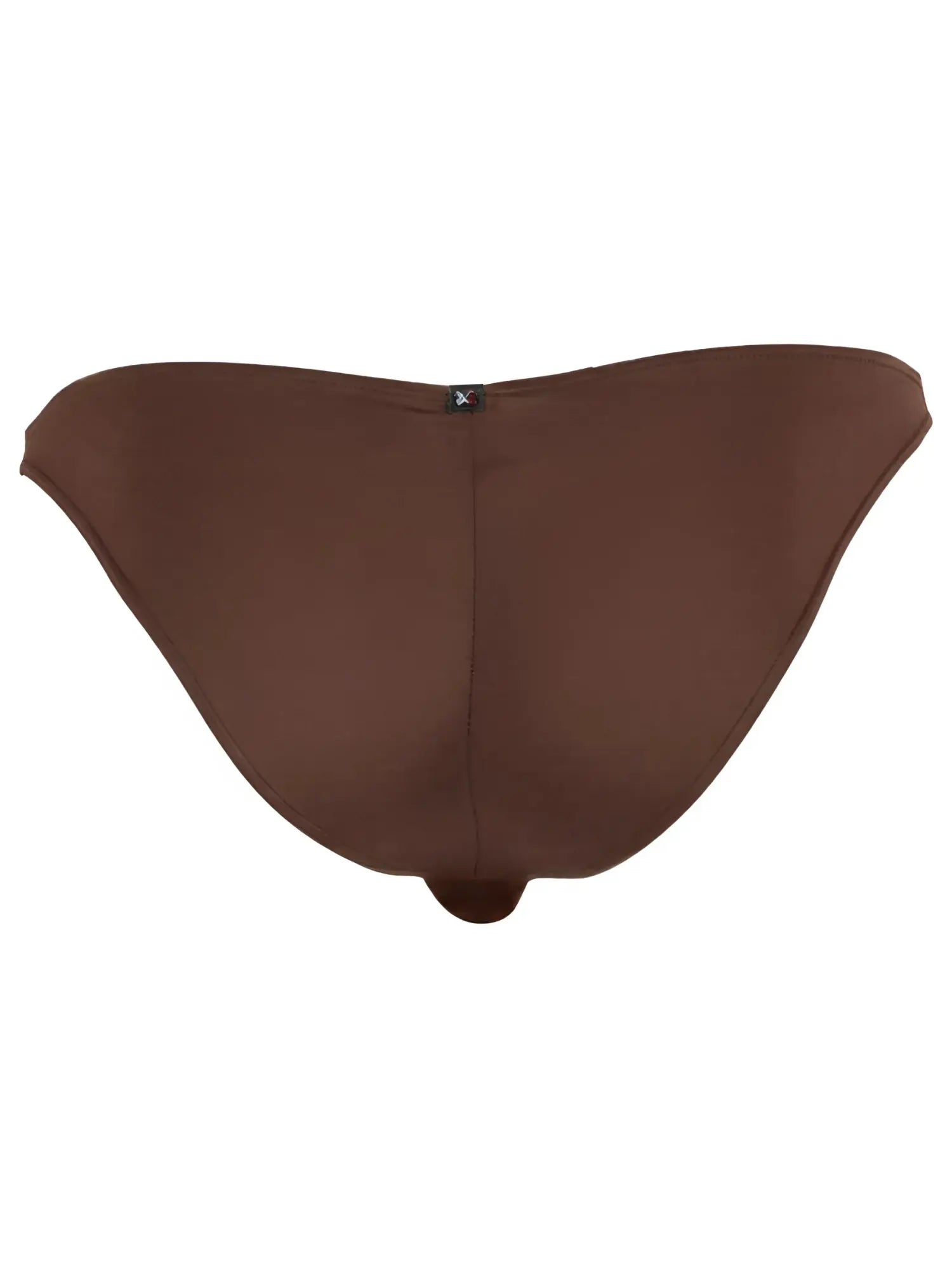 Xtremen men's brown bikini brief, model 90620. Smooth fabric, minimalist back view with central logo tab.