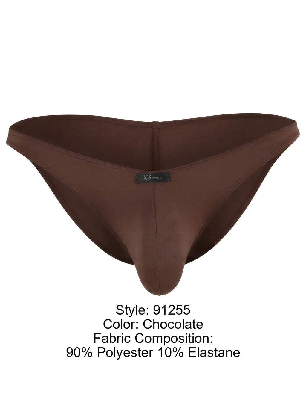 Xtremen men's bikini brief, style 91255 in chocolate. Soft-touch 90% polyester, 10% elastane fabric.