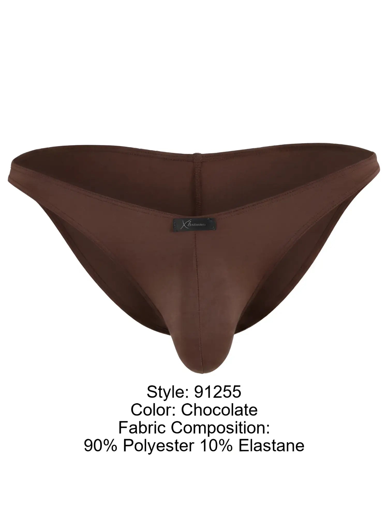 Xtremen men's bikini brief, style 91255 in chocolate. Soft-touch 90% polyester, 10% elastane fabric.