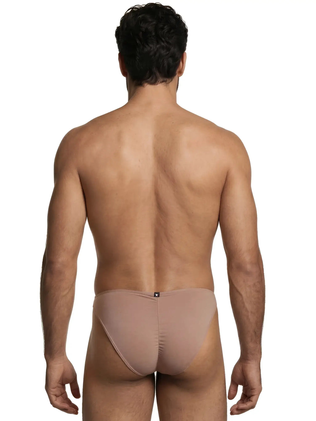 Xtremen men's bikini brief in beige, model 92510. Soft cotton-blend fabric, back view.