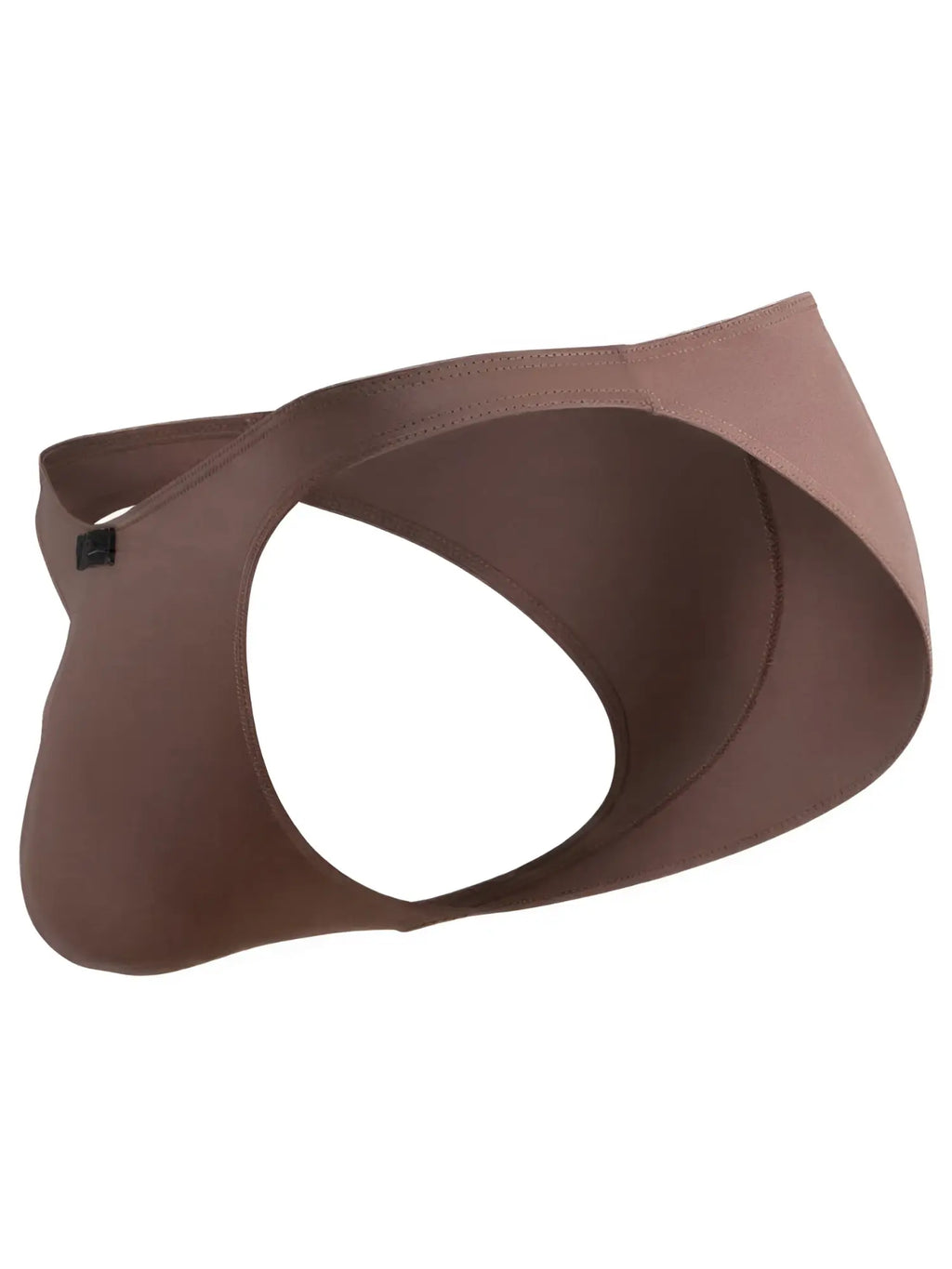 Xtremen brown jockstrap with cutout design, soft-touch microfibre fabric. Model: 21100.