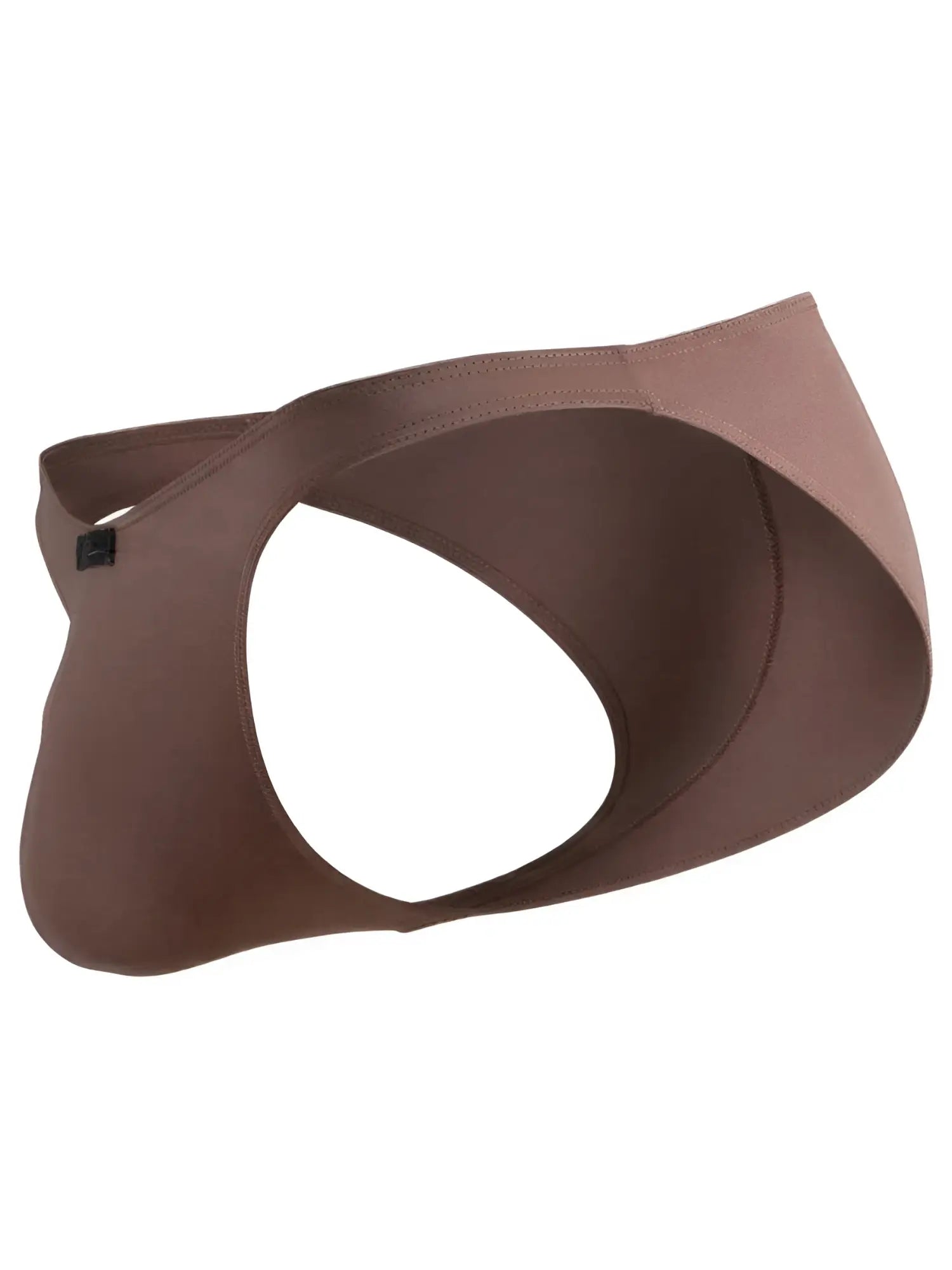 Xtremen brown jockstrap with cutout design, soft-touch microfibre fabric. Model: 21100.