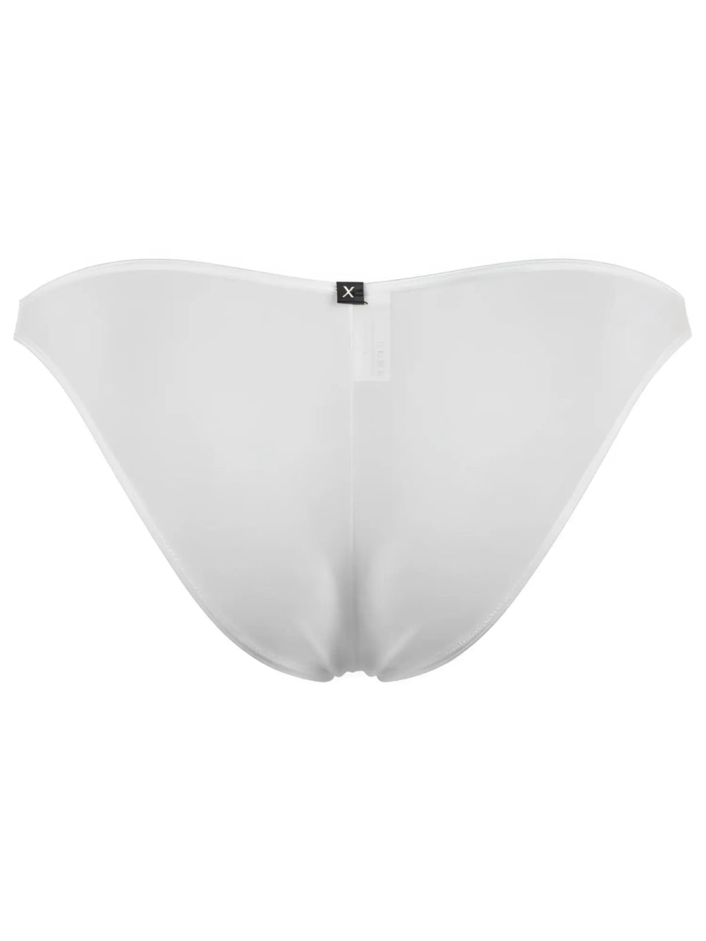 Xtremen white microfibre bikini brief, model 92100. Back view showing minimalist cut and branded waist tab.