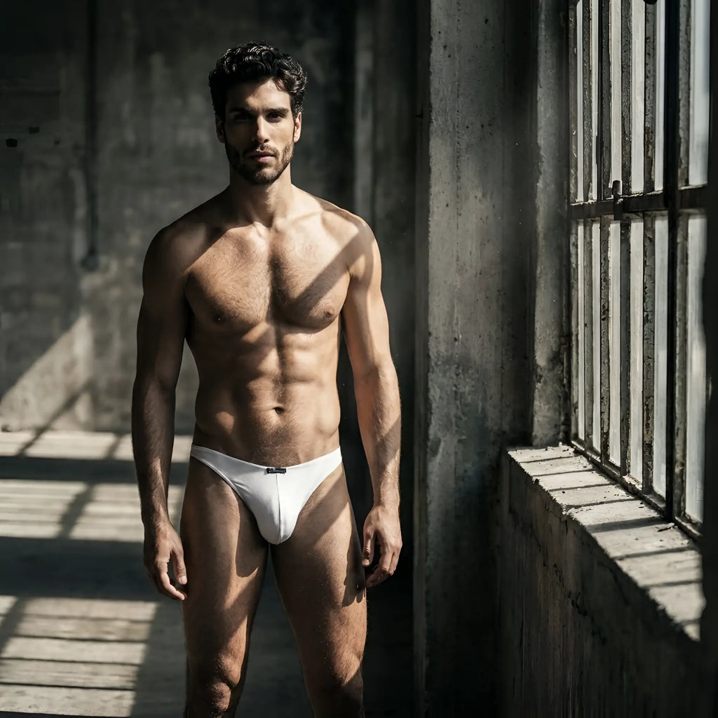 Xtremen white bikini brief. Smooth fabric, minimalist design for a comfortable, supportive fit.