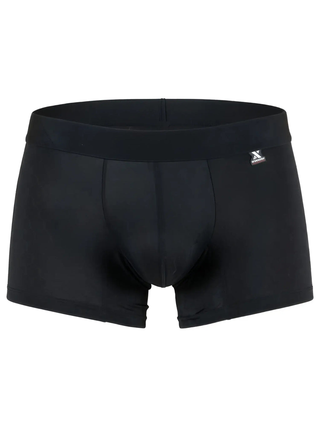 Xtremen men's black trunk with subtle honeycomb pattern. Comfortable elastic waistband with logo patch.