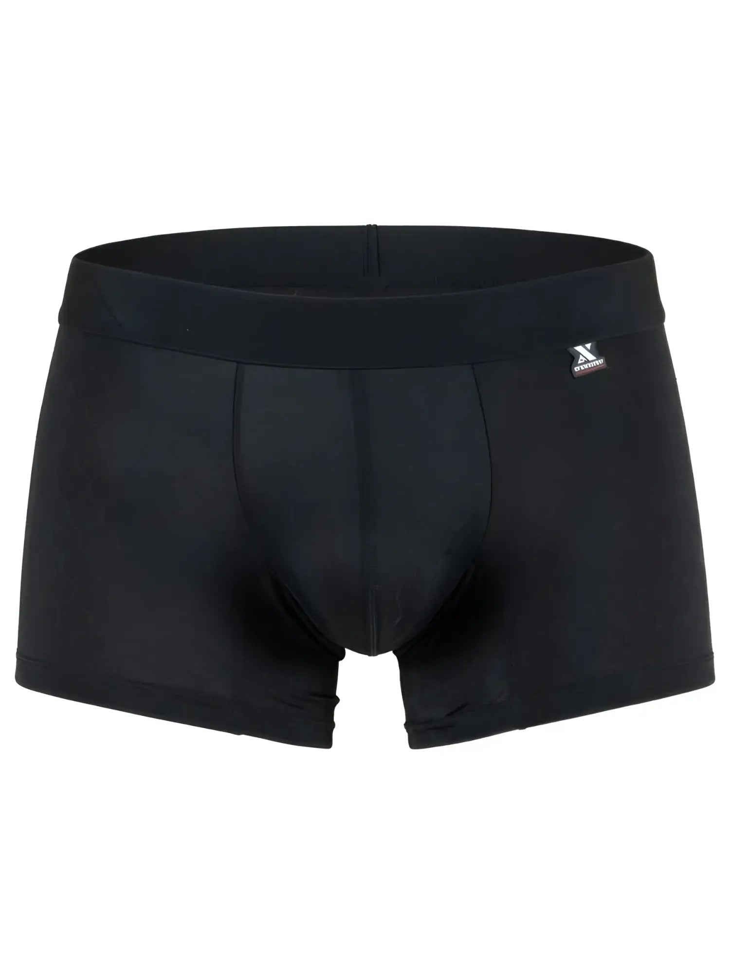 Xtremen men's black trunk with subtle honeycomb pattern. Comfortable elastic waistband with logo patch.