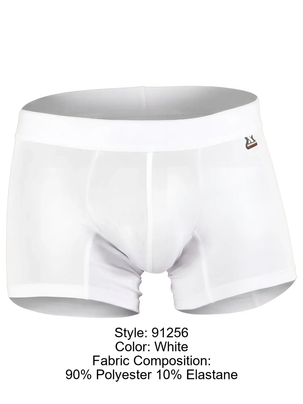 Xtremen 91256 white boxer trunks in polyester elastane blend.