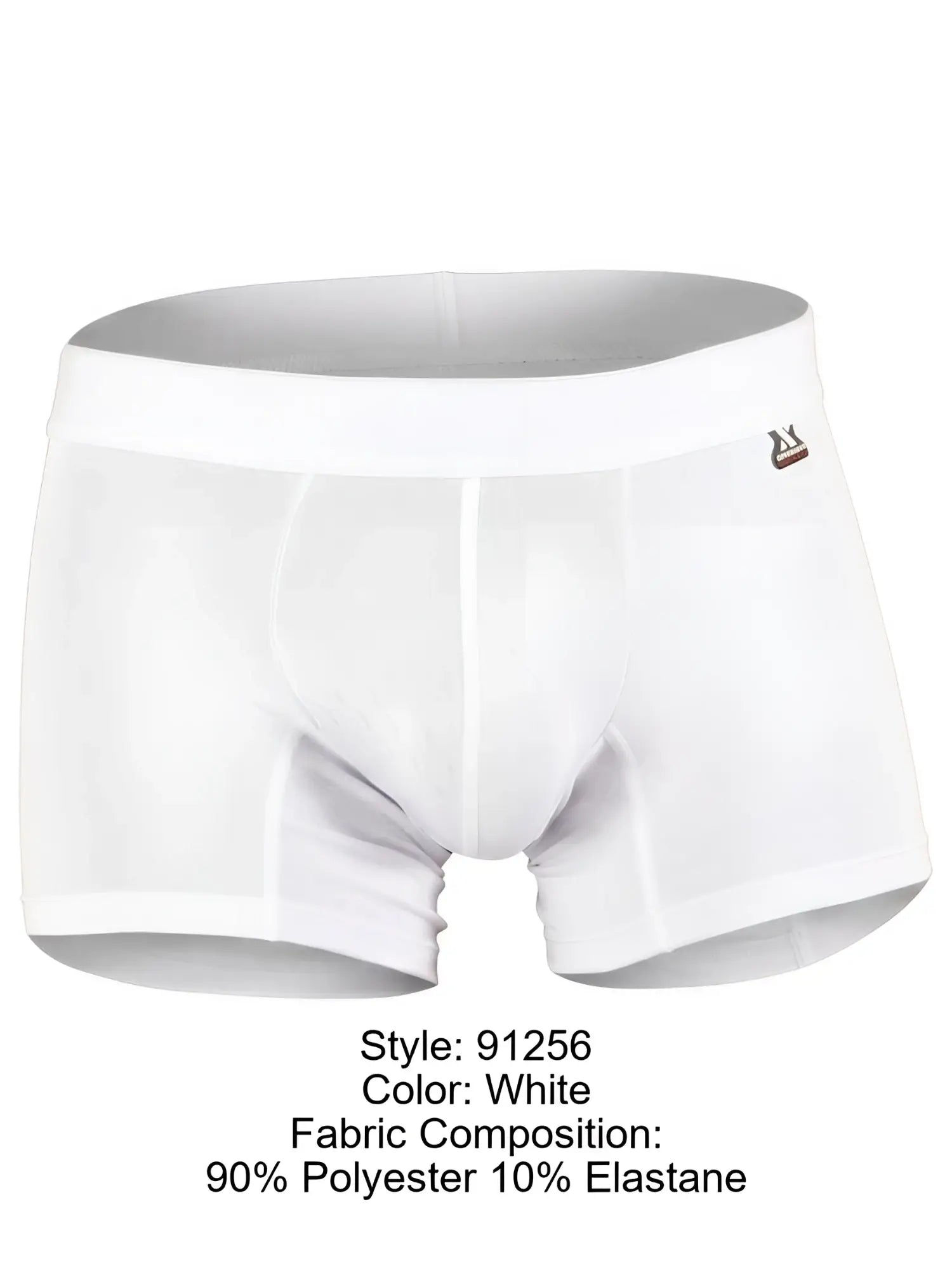 Xtremen 91256 white boxer trunks in polyester elastane blend.