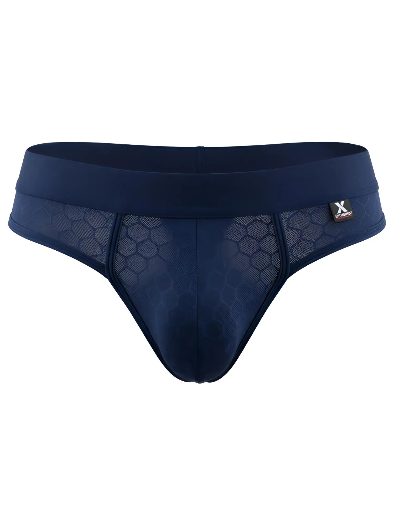 Xtremen navy blue honeycomb mesh brief. Model 95150. Stylish, breathable sports underwear for men.