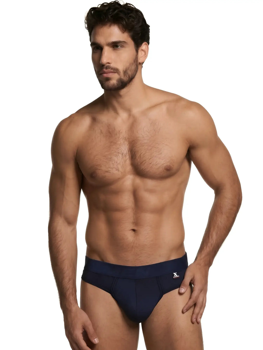 Xtremen navy blue bikini brief. Model 91220. Soft cotton-blend fabric with elasticated branded waistband.