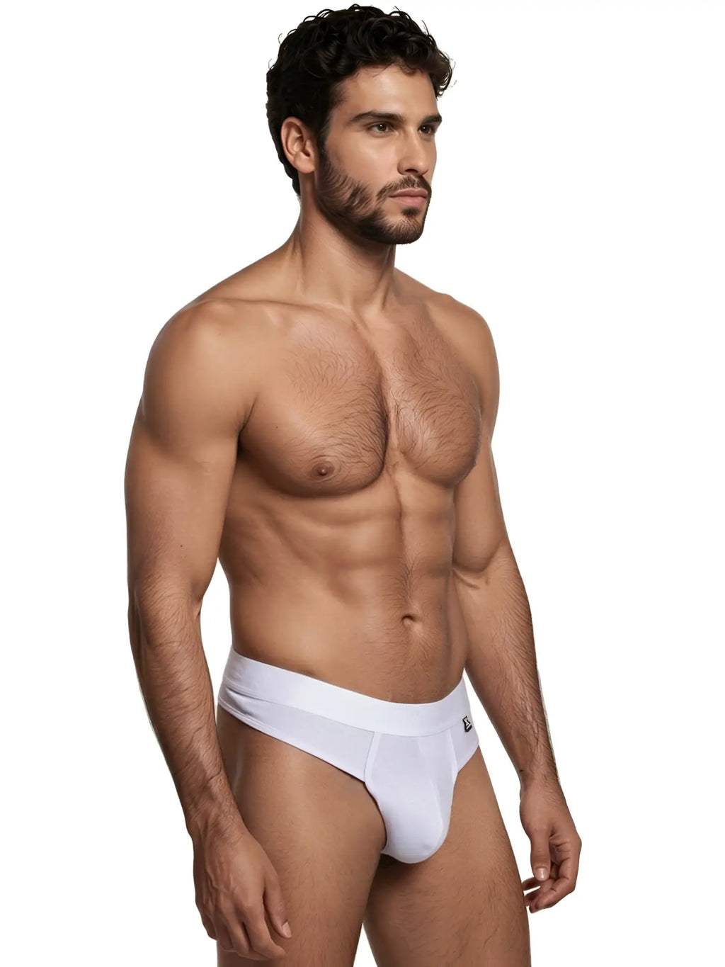 Xtremen white thong featuring textured fabric and brand logo. Model number 95260.