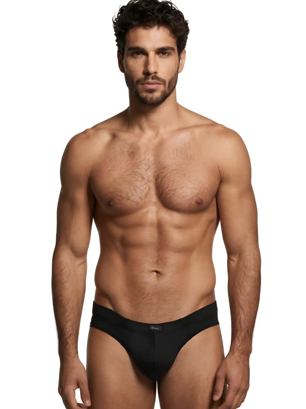 Xtremen men’s black cotton-blend brief, model 92055, featuring a comfortable low-rise fit.