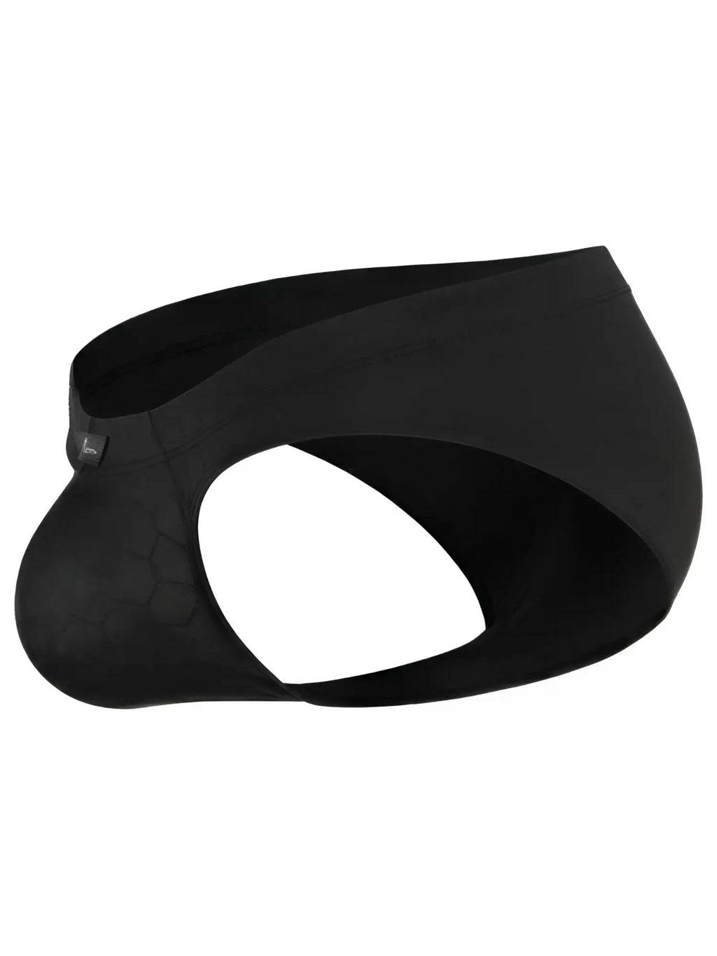Xtremen black thong, model 92570, featuring a textured honeycomb pattern and soft fabric.