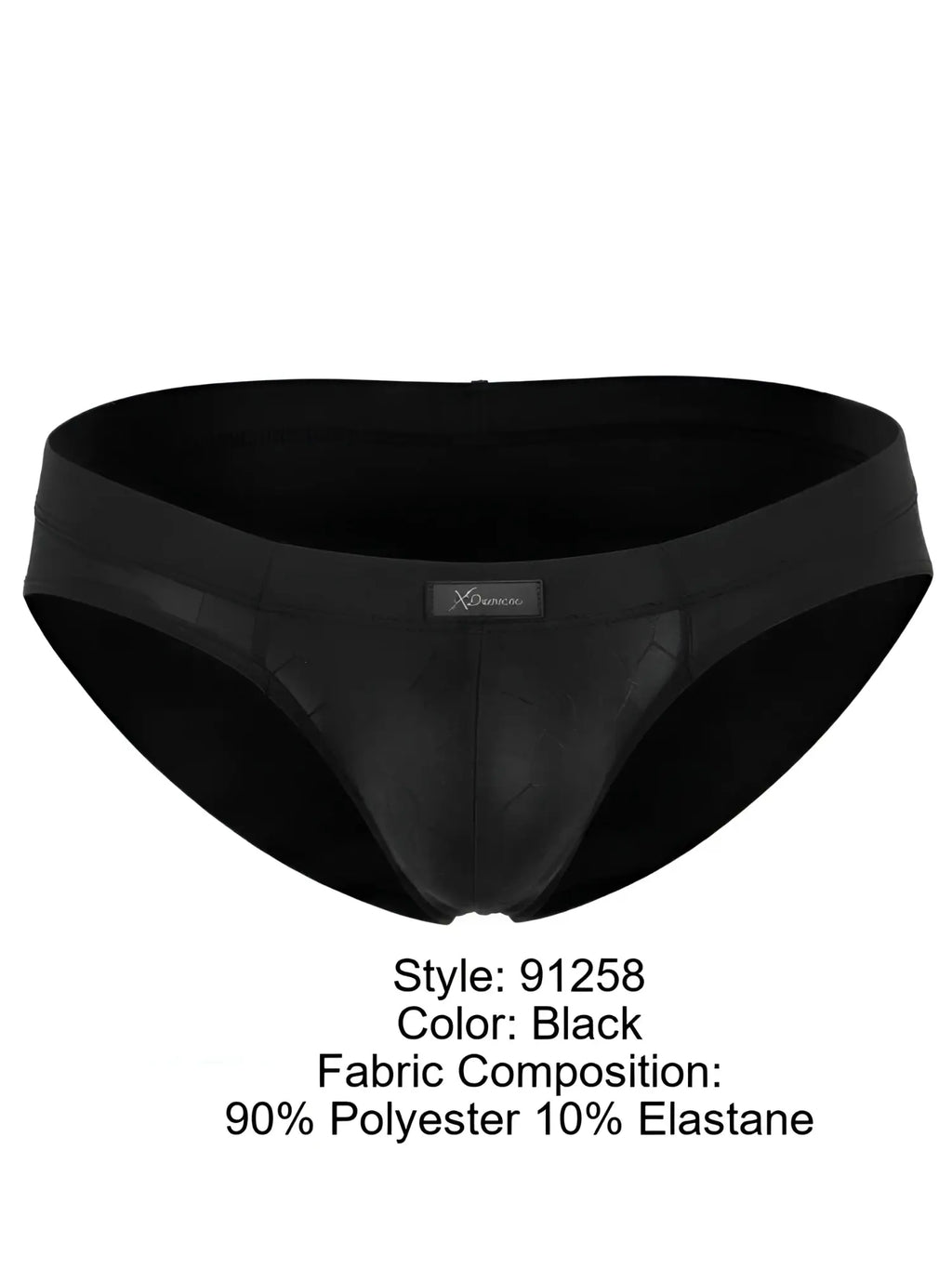 Xtremen model 91258 men's black bikini brief in polyester-elastane blend.