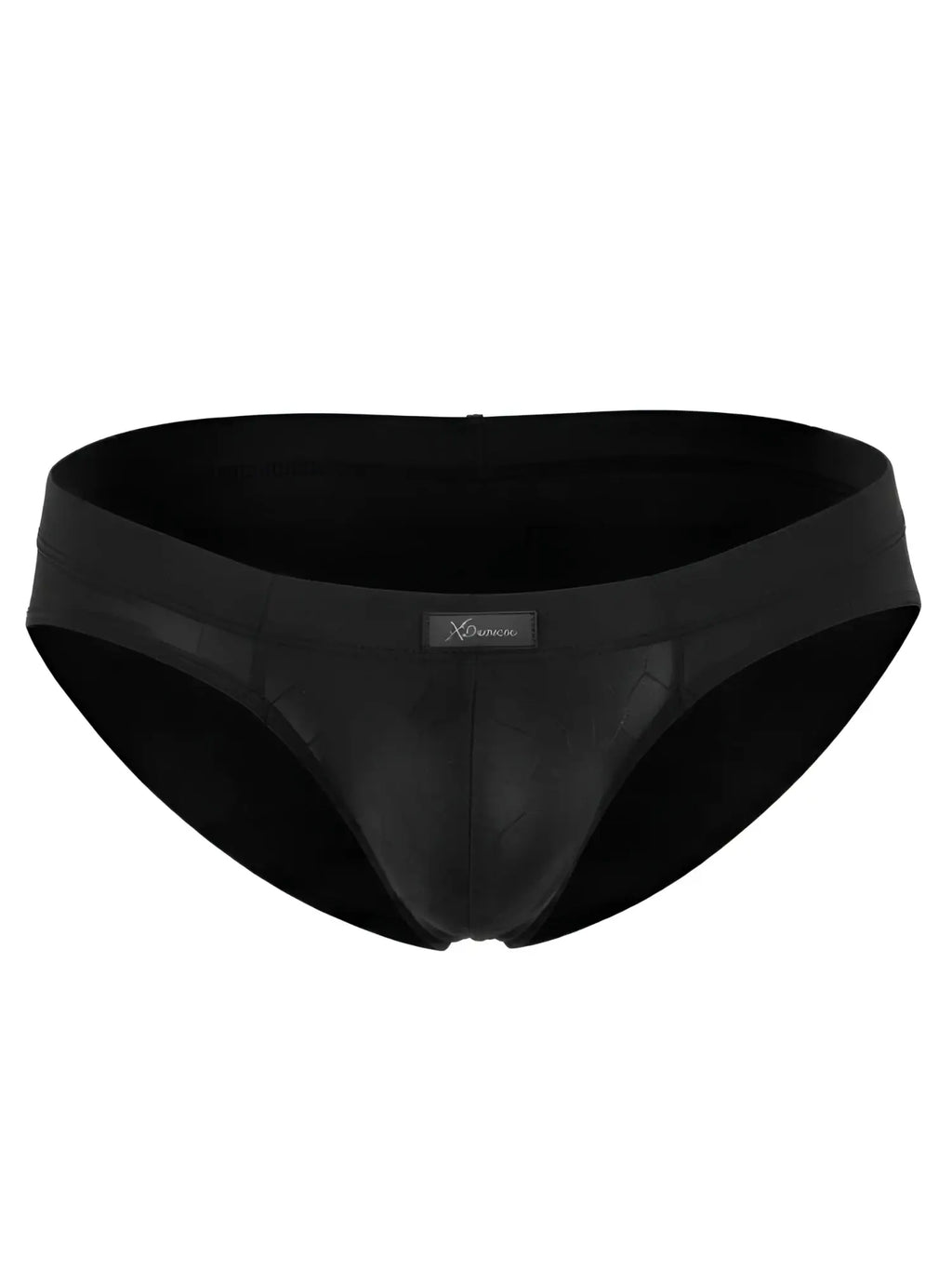 Xtremen men's black brief with textured detail and centre logo tag. Smooth, fitted fabric.