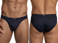 Xtremen navy blue honeycomb pattern bikini brief. Features a branded waistband, showing front and back views.