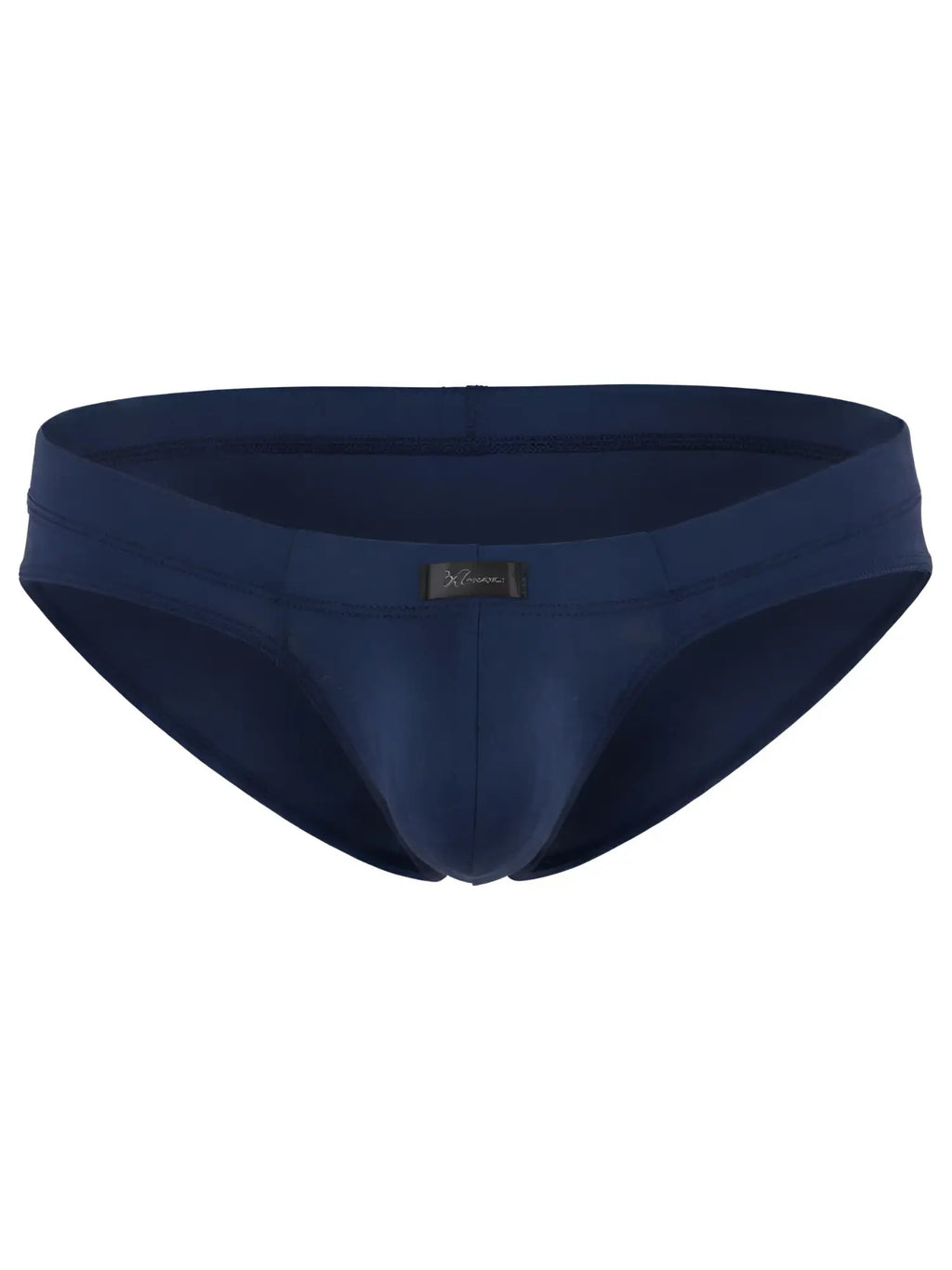 Xtremen navy blue cotton-blend bikini brief. Plain style with central logo tag.
