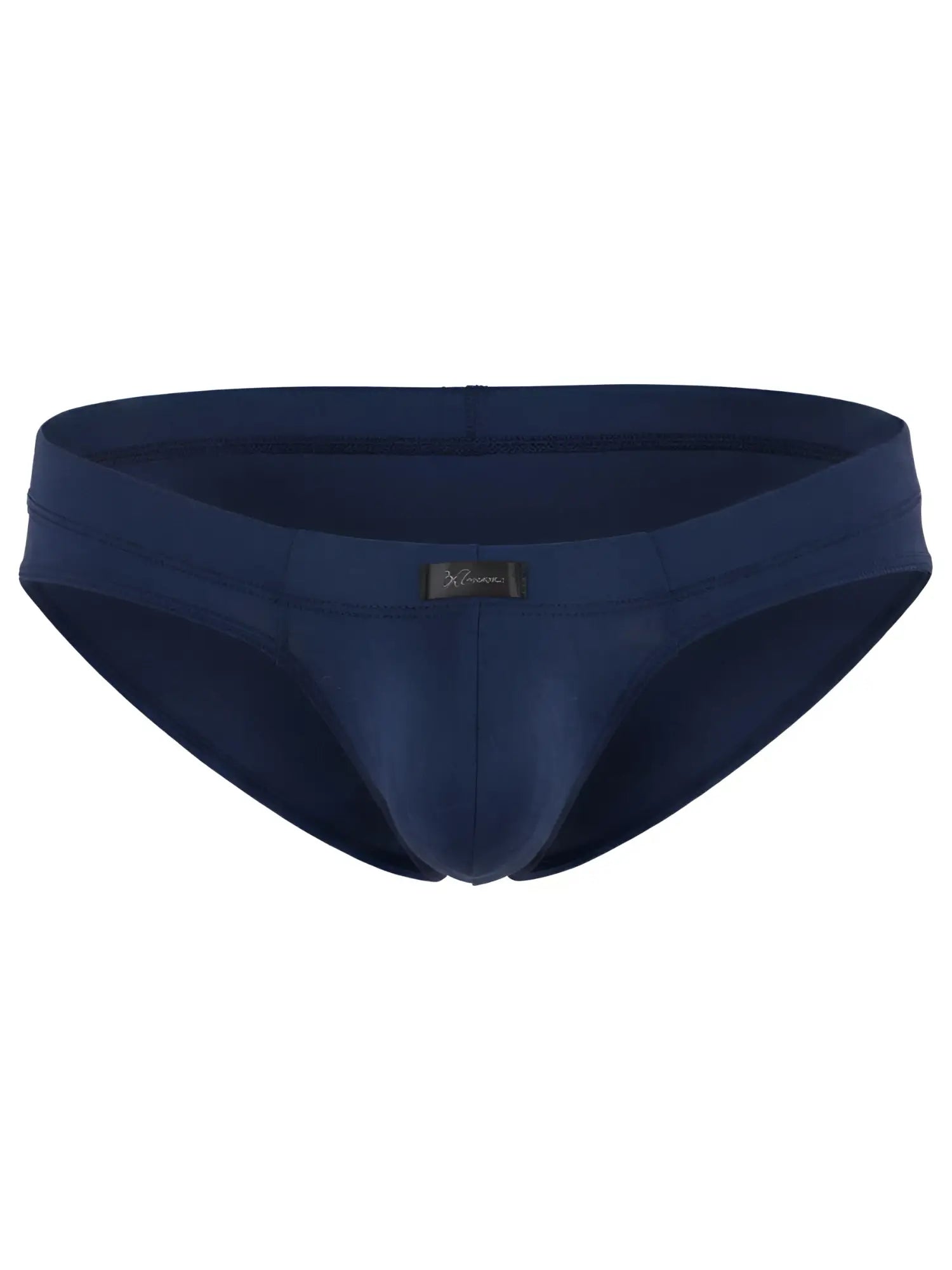 Xtremen navy blue cotton-blend bikini brief. Plain style with central logo tag.