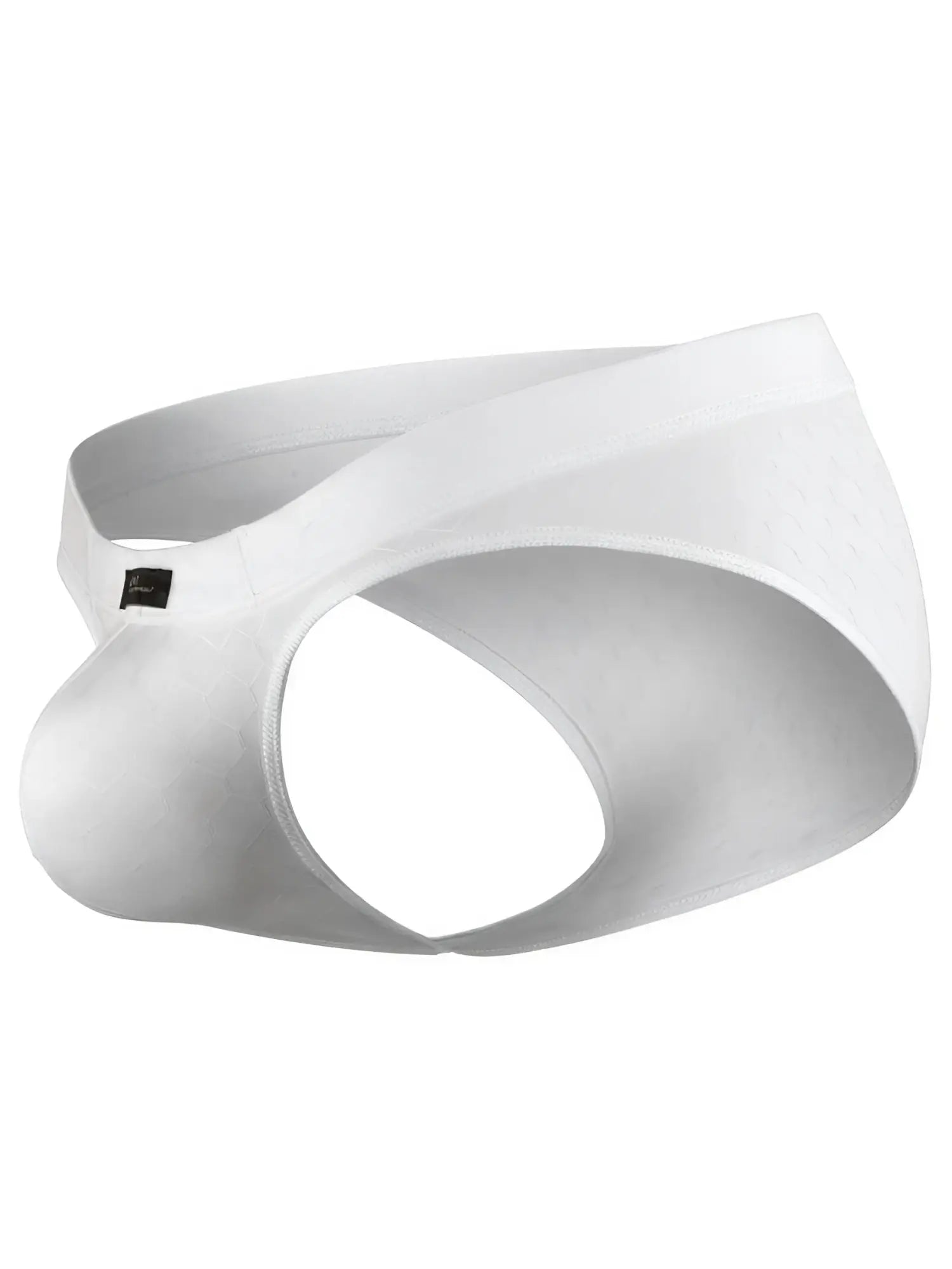 Xtremen white textured jockstrap with a honeycomb pattern. Men's athletic underwear style.