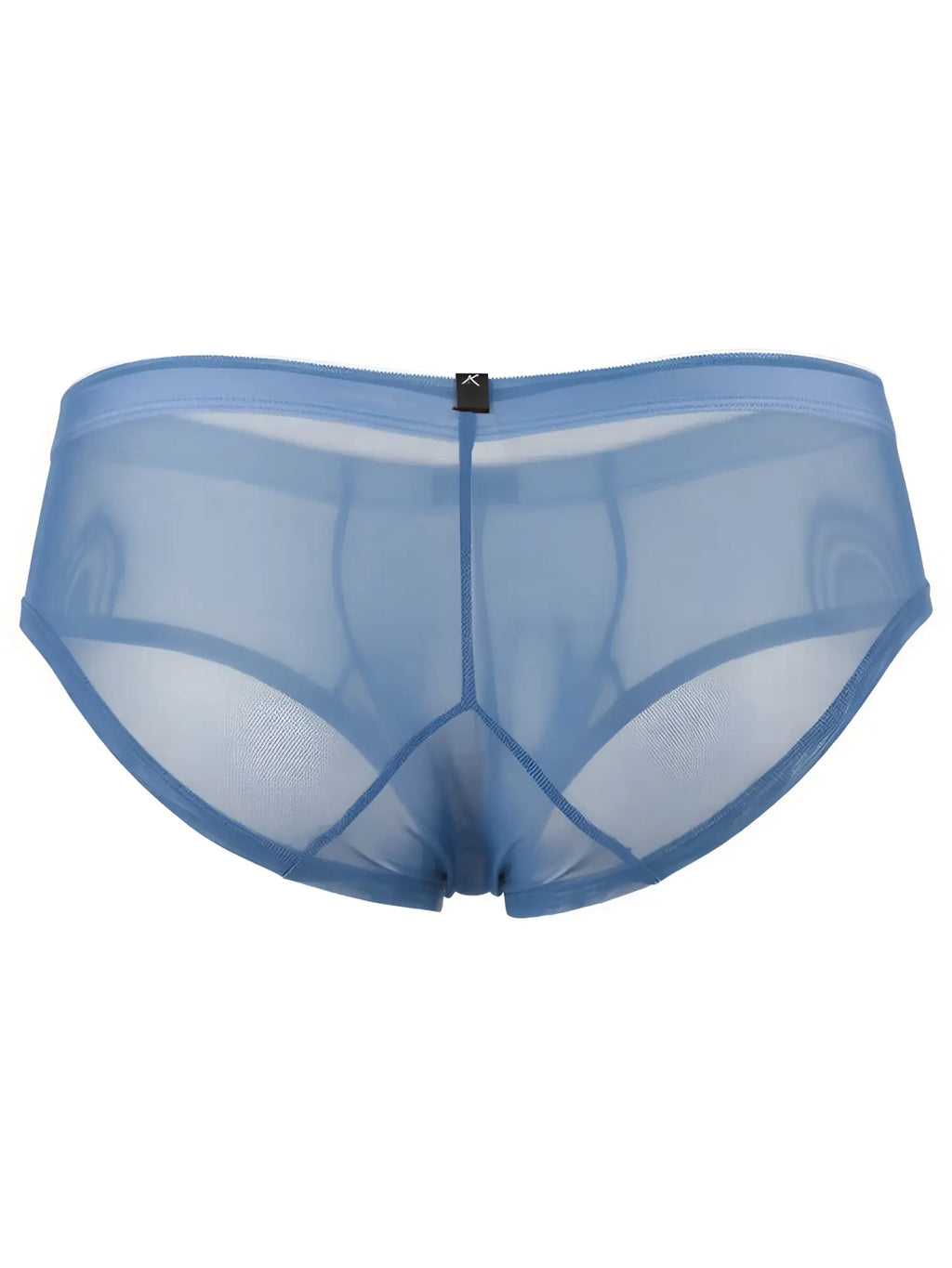 Xtremen blue mesh bikini brief. Lightweight, sheer fabric design with branded tab.